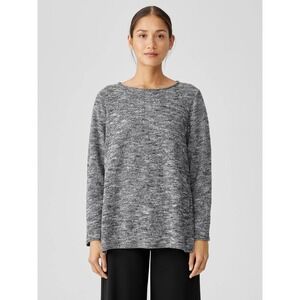 Eileen Fisher Marled Organic Cotton Bateau Neck Tunic Top Black White XS